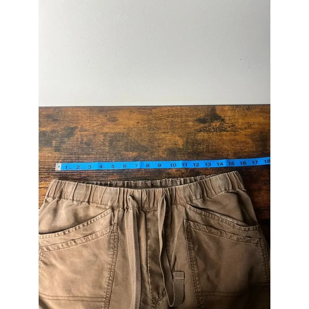 Pilcro Anthropologie Brown Linen‎ Blend Barrel Jogger Pants Brown Utility Boho M